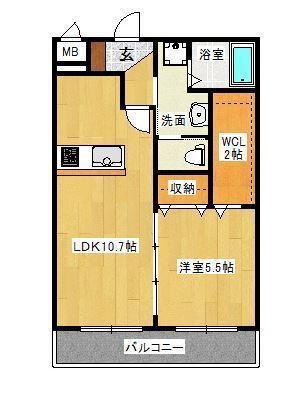 羽衣ハイツ(1LDK/2階)の間取り写真