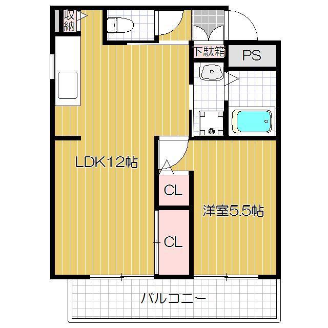 ニューフレンドマンション(1LDK/3階)の間取り写真