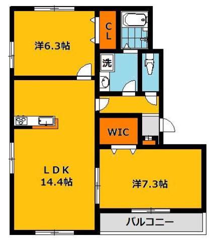 ボヌールヒルズ 2(2LDK/1階)の間取り写真