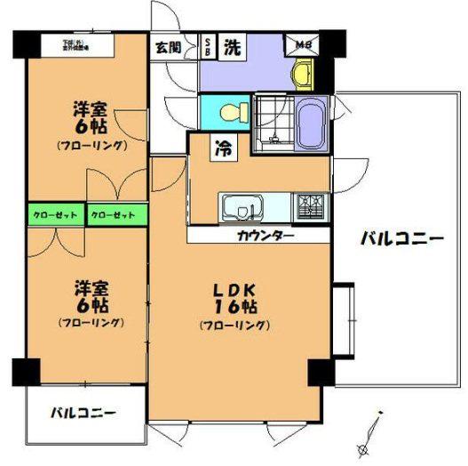 ビラ・サルーテ(2LDK/5階)の間取り写真