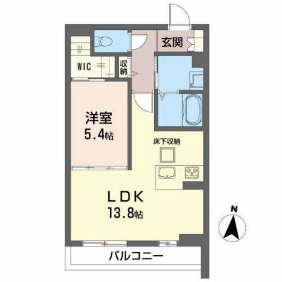 クラージュ銀杏町(1LDK/1階)の間取り写真
