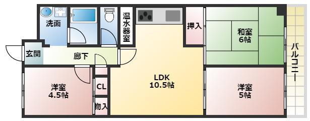 藤和明石公園ハイタウン(3LDK/8階)の間取り写真