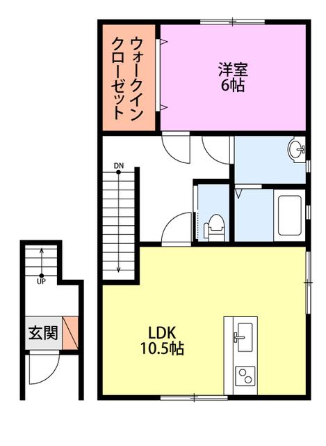 LUNA COURT(1LDK/2階)の間取り写真