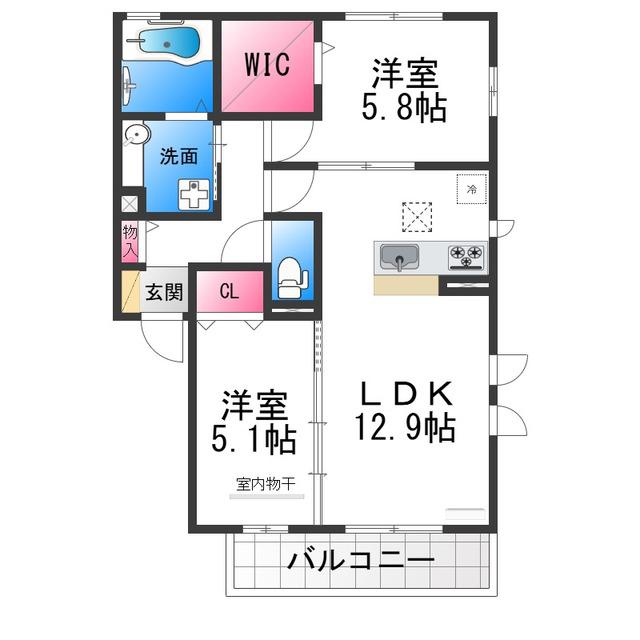 アローラ(2LDK/2階)の間取り写真