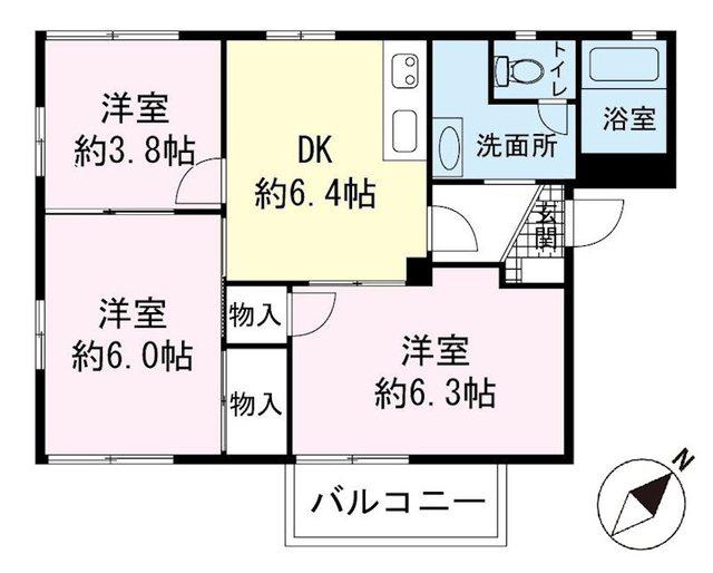 グレイスビラ(3DK/2階)の間取り写真