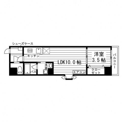 エクセラン仙台(1LDK/2階)の間取り写真