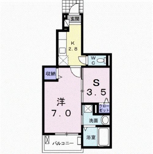リビングコートB(2K/1階)の間取り写真