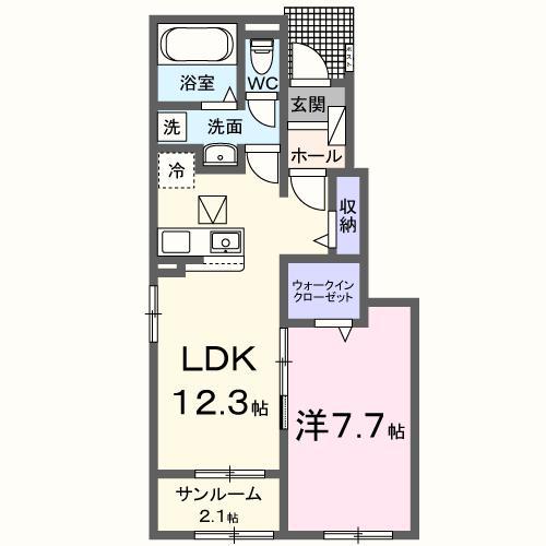サンフォーエバー(1LDK/1階)の間取り写真