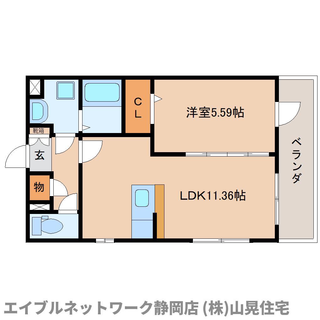 シャテロ巴(1LDK/4階)の間取り写真