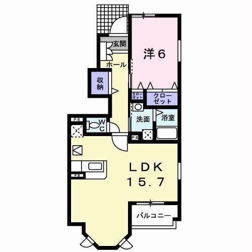 エテルノ AB(1LDK/1階)の間取り写真