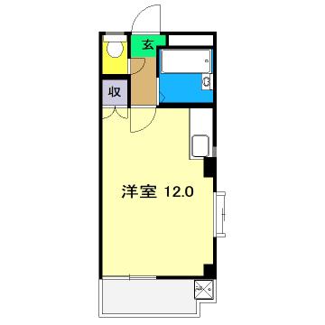 杉本マンション(ワンルーム/3階)の間取り写真