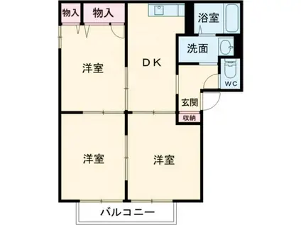 バリュージュ宮(3DK/1階)の間取り写真