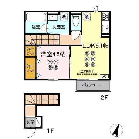 セレニテ(1LDK/2階)の間取り写真