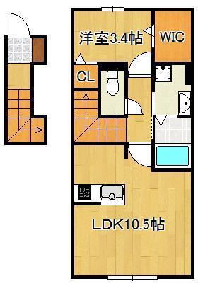 オリオン(1LDK/2階)の間取り写真