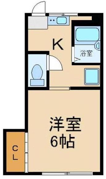 資生ハイツ(1K/2階)の間取り写真