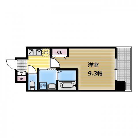 AMABILE布施(1K/3階)の間取り写真