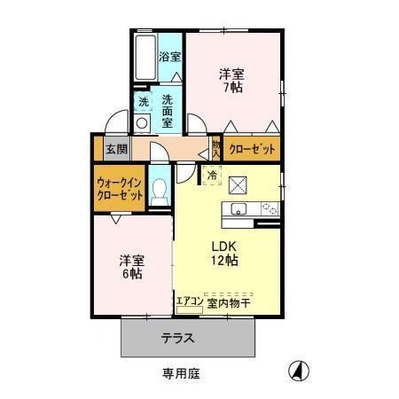 セブンオークス(2LDK/1階)の間取り写真