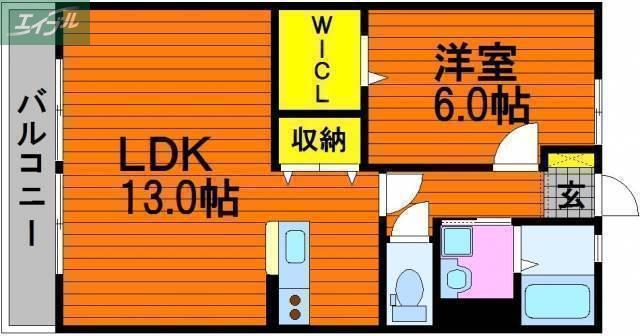カンファー・ツリー(1LDK/1階)の間取り写真