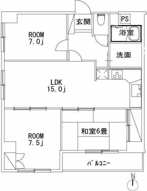 モンテローザ高野台(3LDK/4階)の間取り写真