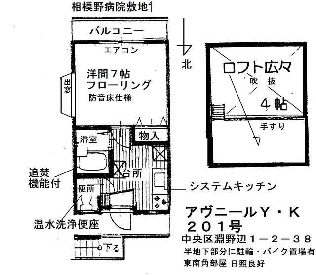 アヴニールY・K(1K/2階)の間取り写真