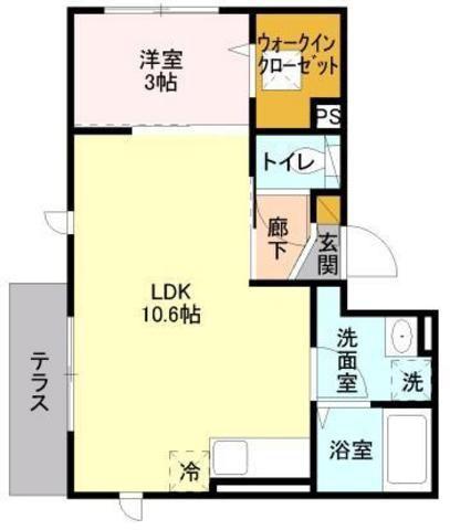 カーサフェリーチェ(1LDK/2階)の間取り写真