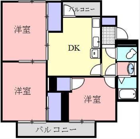 ヴィラナリー東かがわ(3DK/3階)の間取り写真