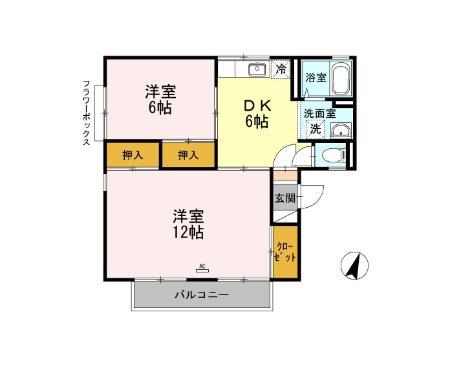 セジュールM(2DK/2階)の間取り写真