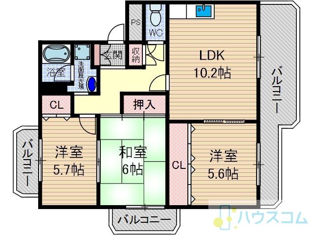 ハイツシャルマン(3LDK/2階)の間取り写真
