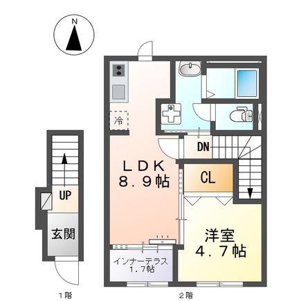 スターテラスII南田町(1LDK/2階)の間取り写真