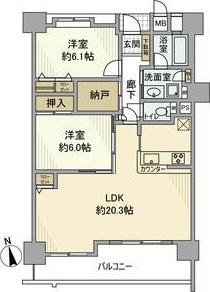 グローリアス安城二本木町 北館(2LDK/13階)の間取り写真