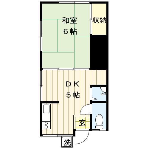 Kハウス(1DK/1階)の間取り写真
