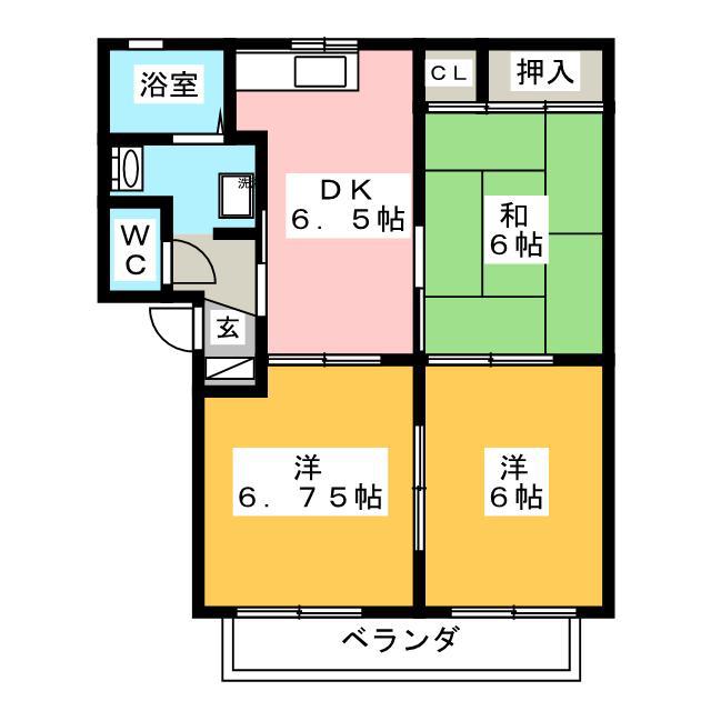 ピーチピットB(3DK/2階)の間取り写真