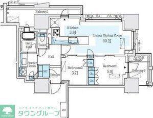 プラウドタワー名駅(2LDK/4階)の間取り写真