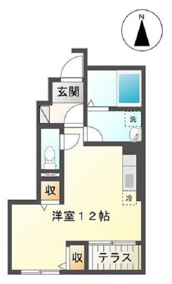 メイプル花堂北(ワンルーム/1階)の間取り写真