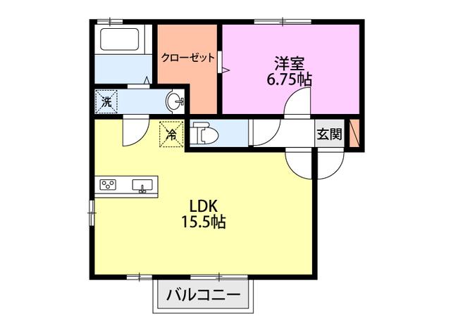 メゾンシルエーラ(1LDK/1階)の間取り写真