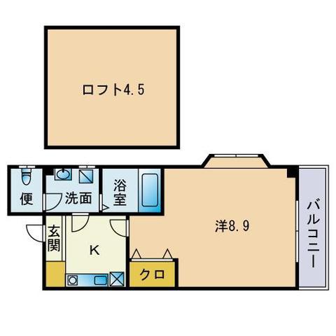 エスポワール別府(1K/1階)の間取り写真