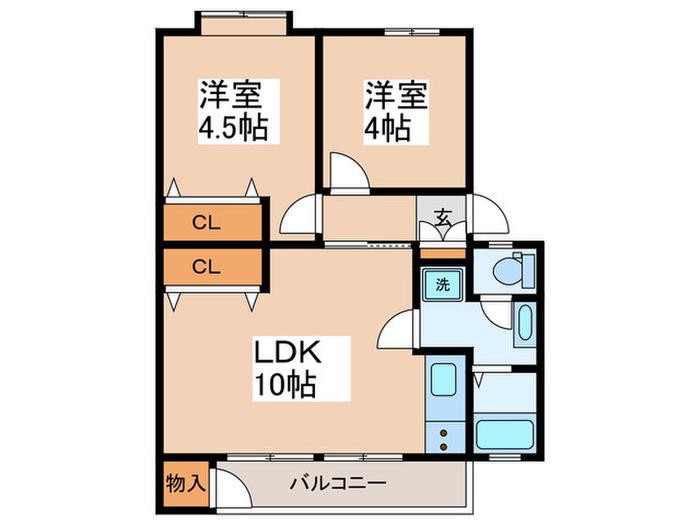 立川富士見町25号棟(2LDK/3階)の間取り写真