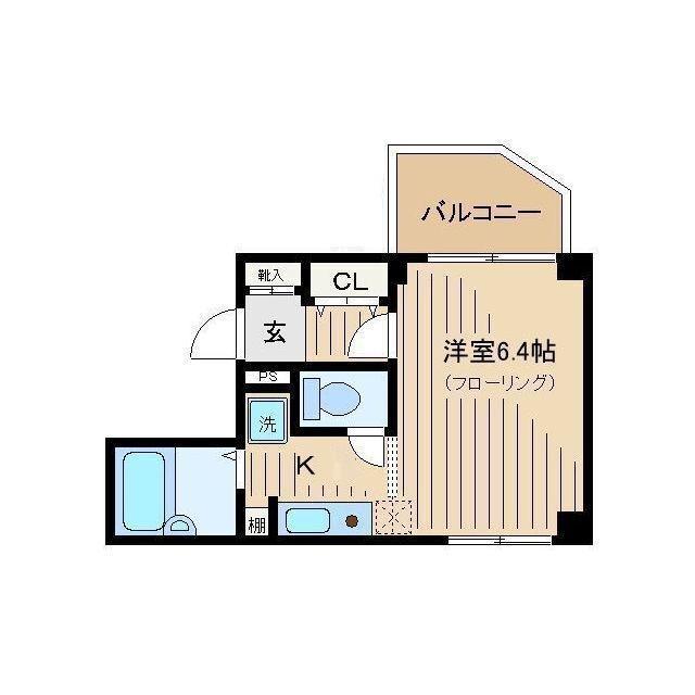 リバティ西新宿(1K/2階)の間取り写真