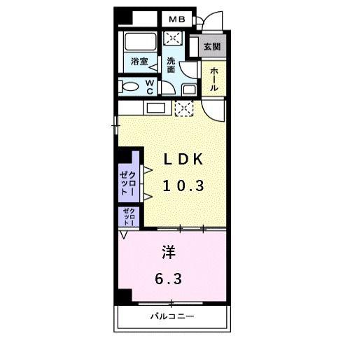 ル・シエル(1LDK/4階)の間取り写真