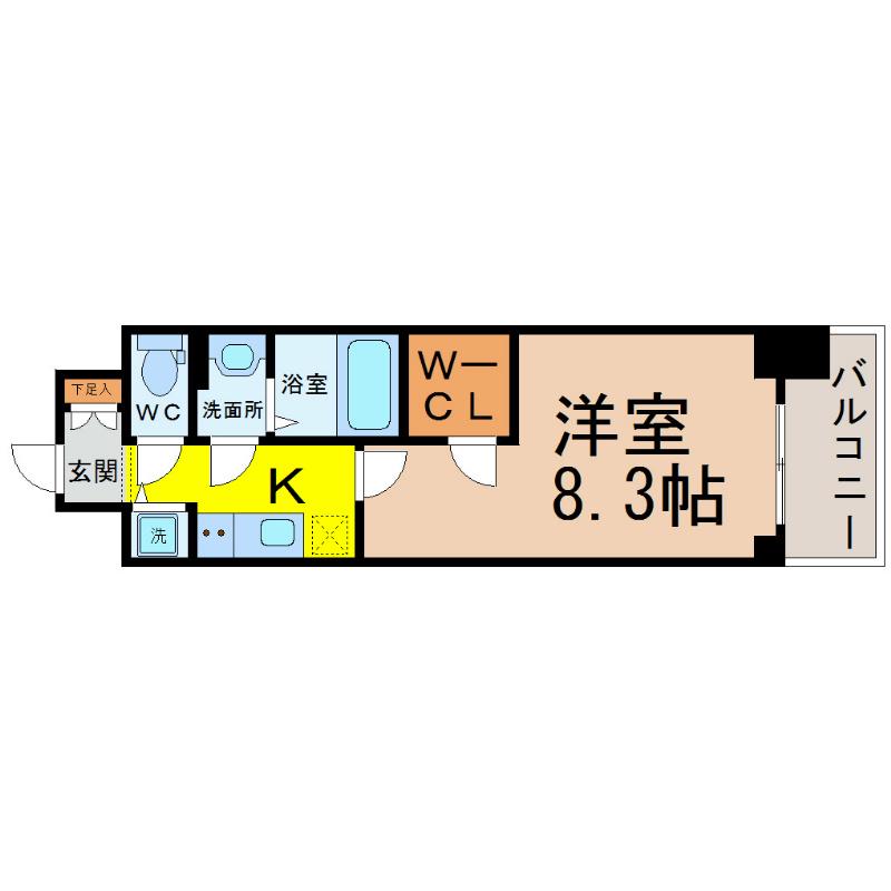 プレサンス栄ライズ(1K/9階)の間取り写真