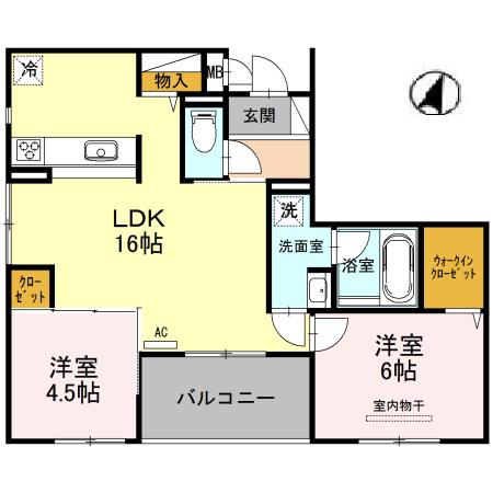 グランディール(2LDK/3階)の間取り写真