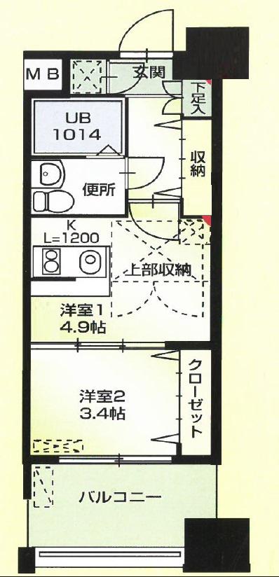 NO62 TOWERS AVANTGARDE 博多(2K/10階)の間取り写真