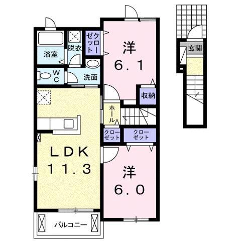 ベラ クオーレII(2LDK/2階)の間取り写真