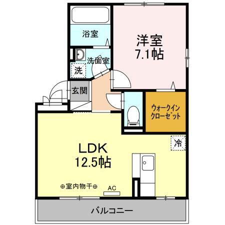 ディアコートオッツ(1LDK/2階)の間取り写真