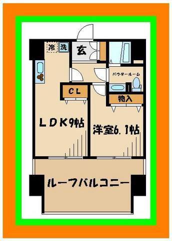 VERONA府中LUSSO(1LDK/10階)の間取り写真