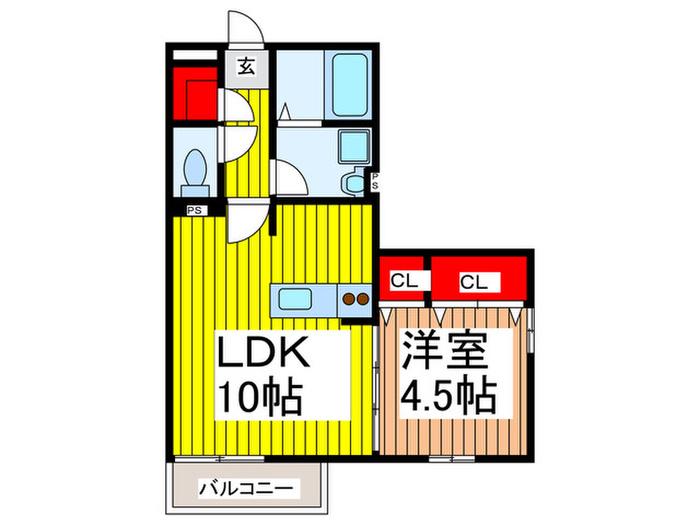 メゾンクレールIII(1LDK/1階)の間取り写真