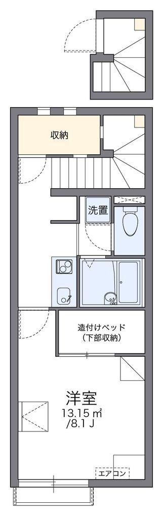 レオネクストプランドール リヴ(1K/2階)の間取り写真