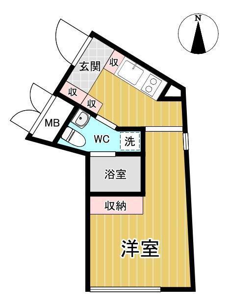APRICOT 上野入谷(1K/2階)の間取り写真