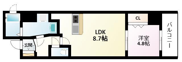 SERENITE江坂四番館(1LDK/5階)の間取り写真