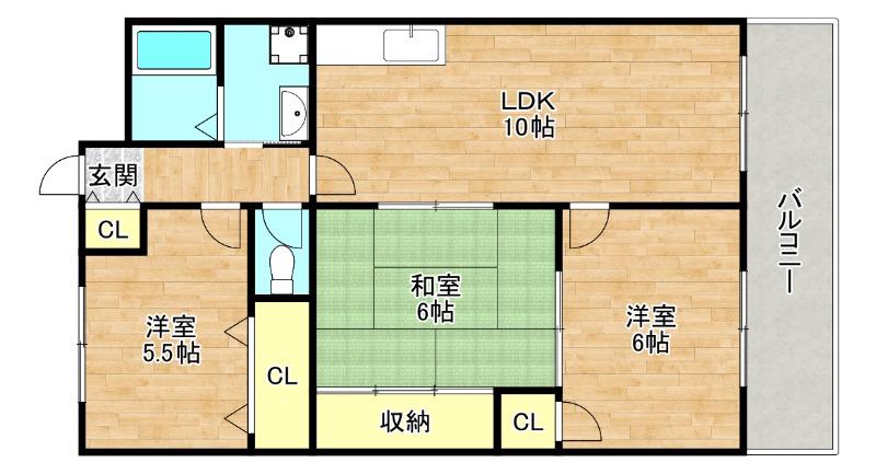 ファミール永田(3LDK/6階)の間取り写真